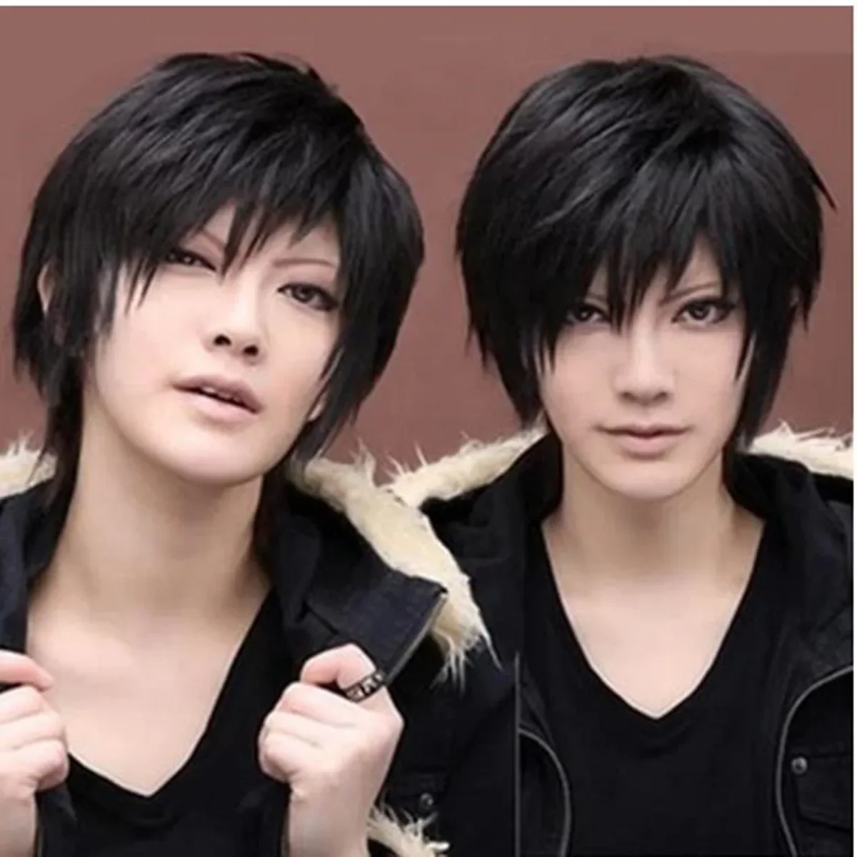 

Short Straight Black Holiday Wig Anime Costume Cosplay Wig Costume Men Short Anime Soft Party Hair Wigs Costume