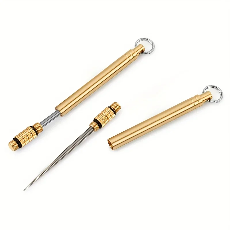 Portable Stainless Toothpicks with Keychain & Compact Metal Holder - Keychain Attachable Toothpick for Travel, Camping,