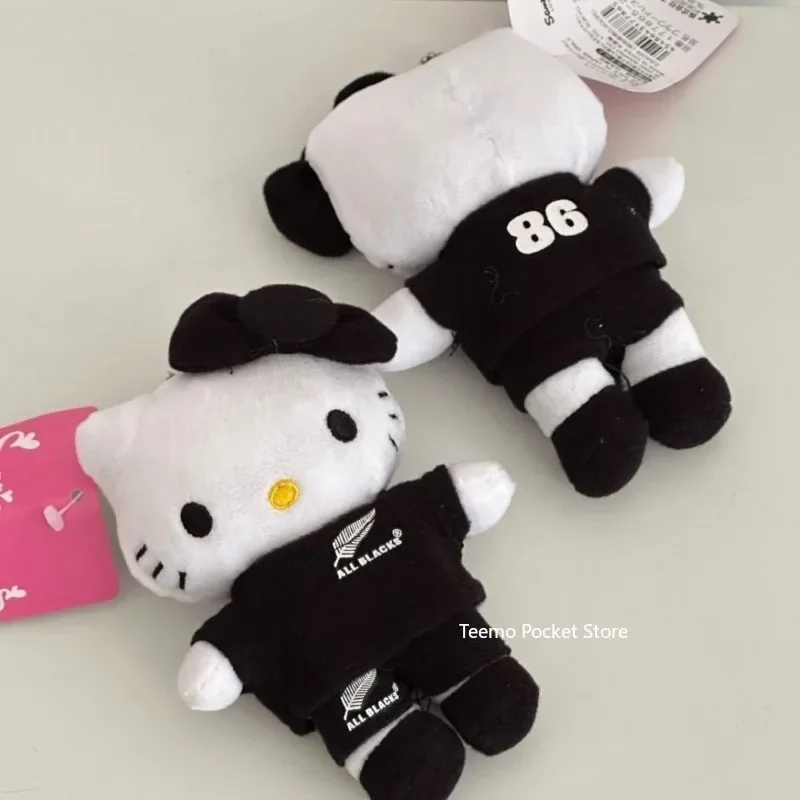 New Sanrio Rugby HelloKitty Backpack Ornaments Cartoon Anime Character Accessories Kawaii Keychain Plush Doll Girl Gift