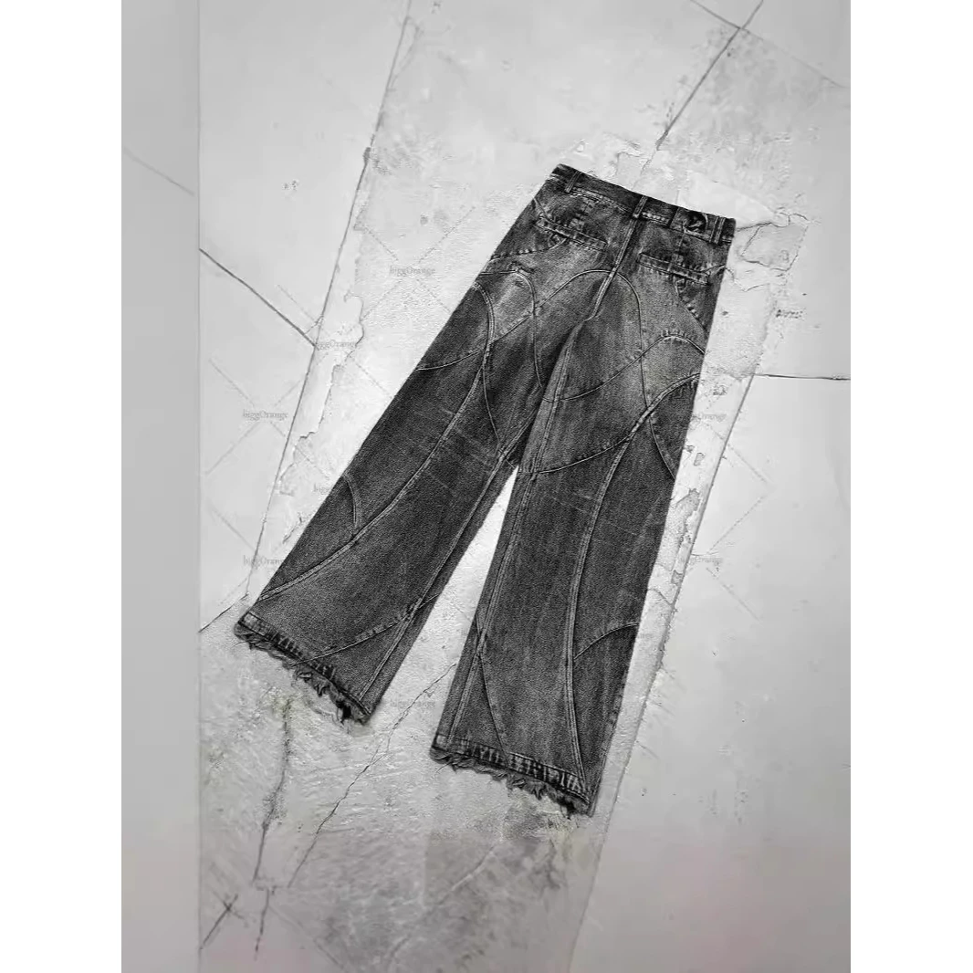 Retro Waed Loose Straight Leg Men's Jeans Street Sle Casual mid Waist Denim Pants No Brand Registered Trademark