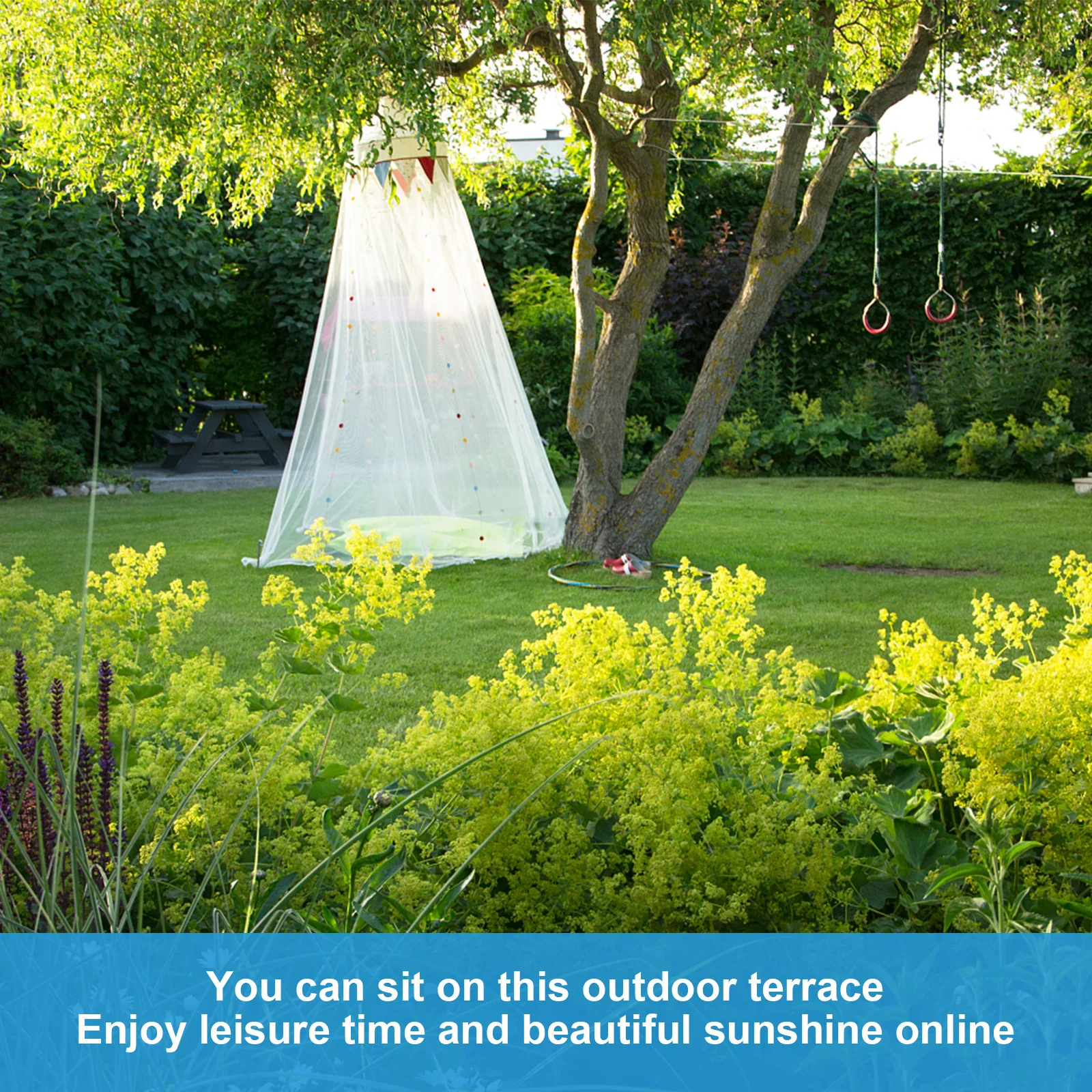 

Canopy Umbrella Netting Screen Durable Polyester Easy Storage Patio Terrace Protection from Insects Fresh Air Decorative