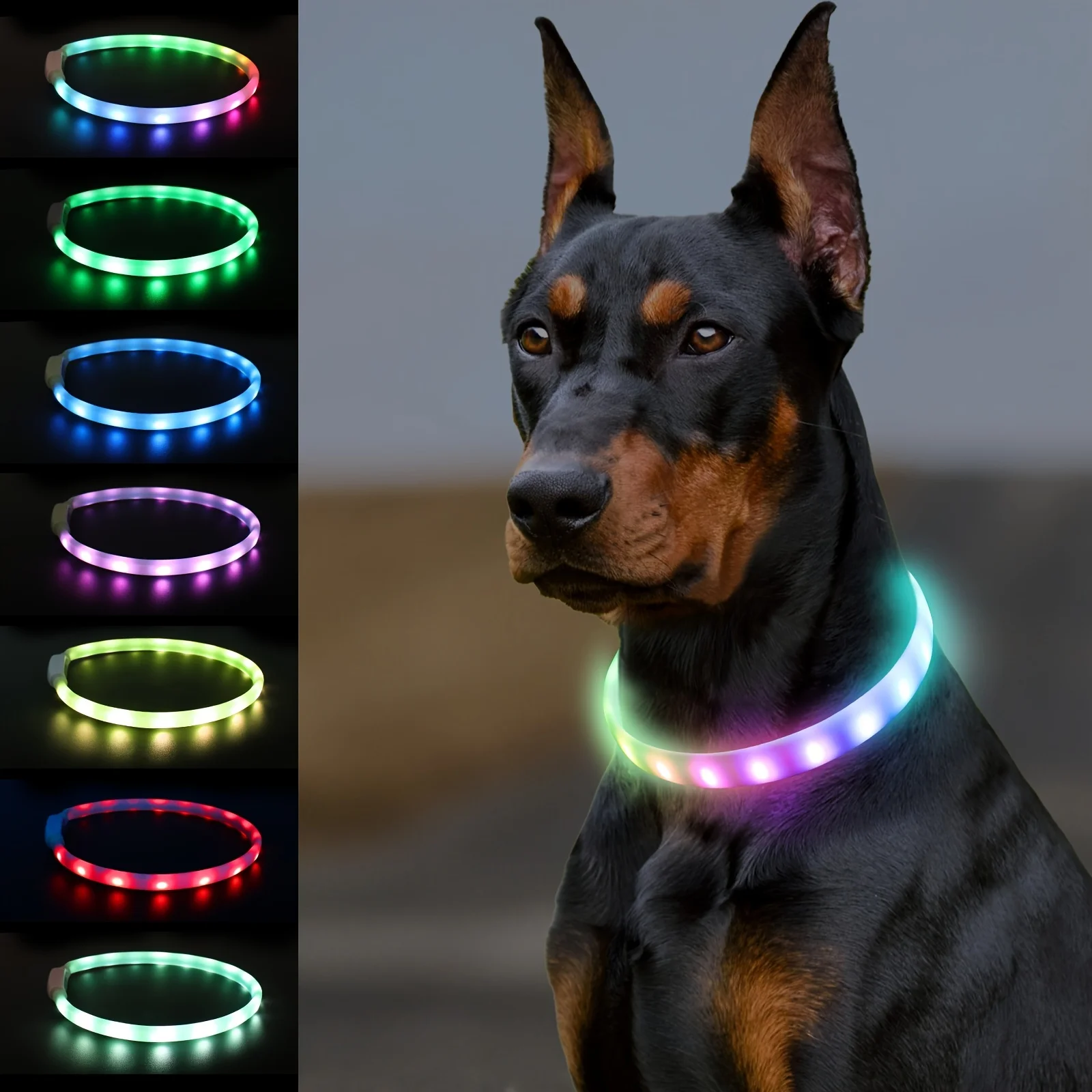 LED Dog Collar, Light Up Dog Collars, USB Rechargeable Dog Lights For Night Walking, Adjustable Safety Necklace For Small Medium