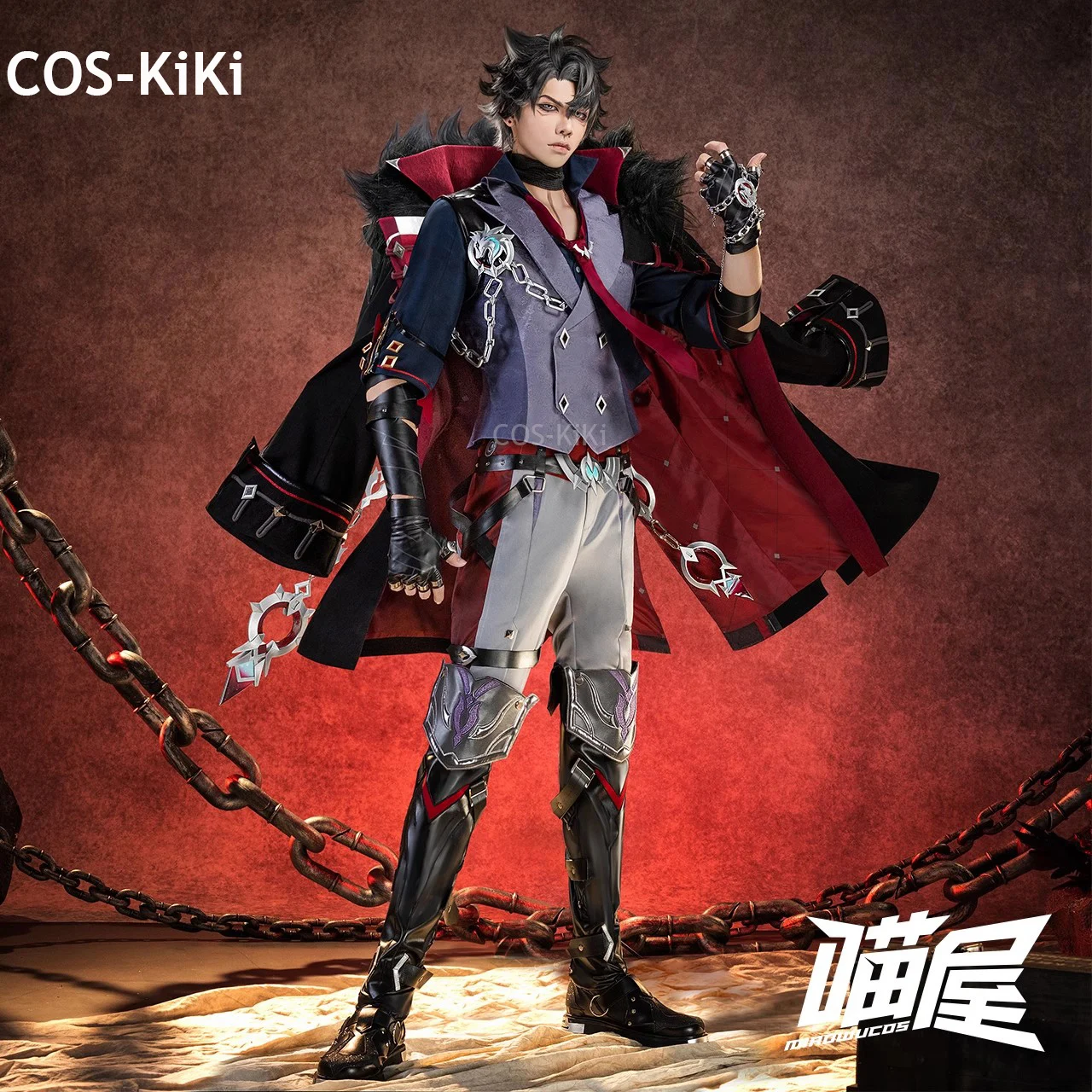 COS-KiKi Genshin Impact Wriothesley Feng Dan Warden Game Suit Gorgeous Cosplay Costume Halloween Party Role Play Outfit Men