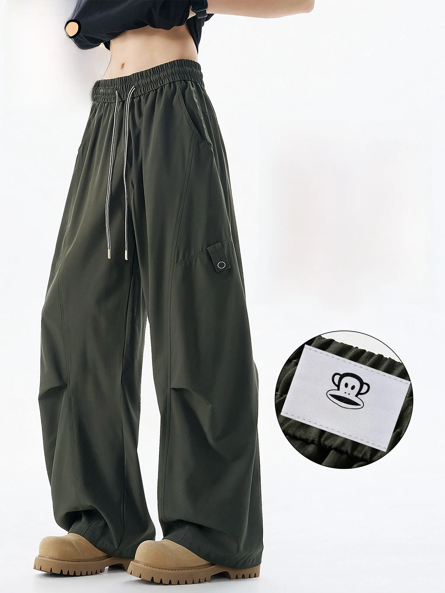 

PaulFrank Summer New Loose Straight Leg Workwear Pants Men's Casual Trousers Wide Leg Faion Brand Monkey