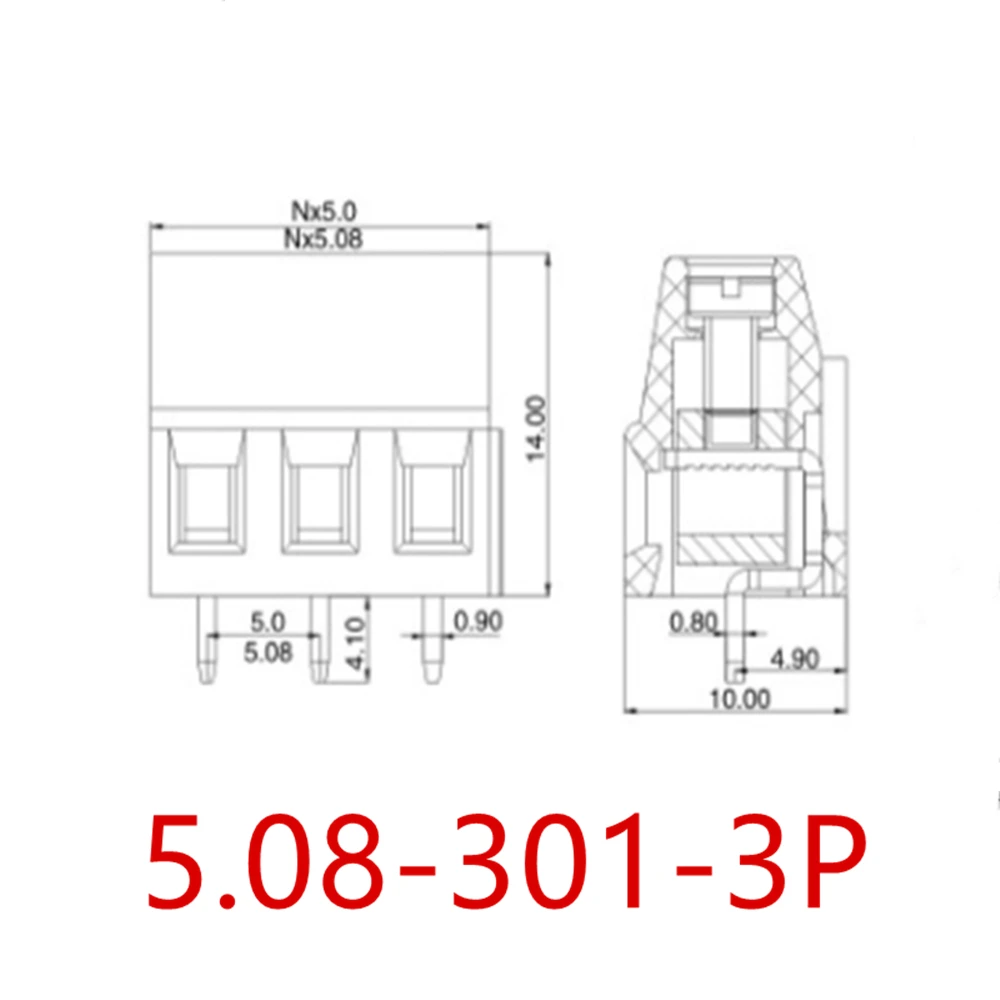 50/100 PCS KF 2P 3P Screw Wire Terminal Block KF128-2P KF128-3P Pitch 5.0/5.08mm Straight Pin Spliceable PCB Cable Connector
