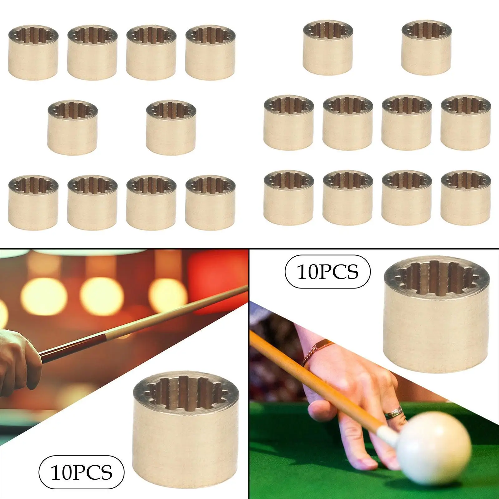 

10 шт., наконечники для бильярдного кия, запасные части, компактные сменные медные портативные аксессуары 10,5 мм/9 мм, медные наконечники для кия