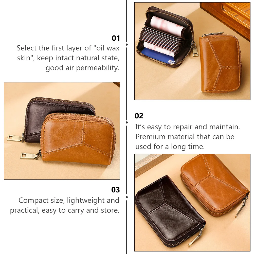 

Multifunctional Zero Coin Wallet Compact Cards Bag 10 Card Slots Zipper Pu Organizer Case For Small Change Unisex Mini