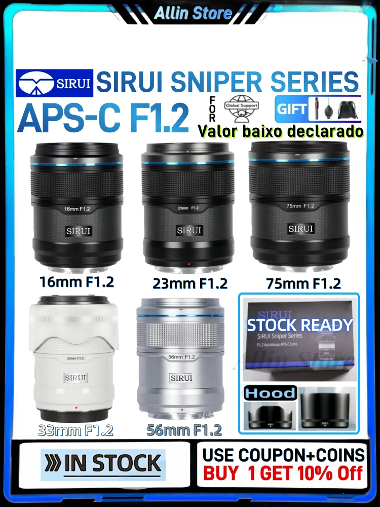 SIRUI Sniper 16mm 23mm 33mm 56mm 75mm F1.2 APS-C Auto Focus Lens For Sony E Mount Fuji X Mount Nikon Z Mount Camera lens