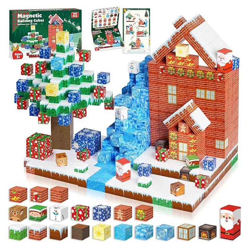 

New Popular Christmas Magnetic Blocks suit, DIY Building Toy, Montessori Magnetic Building Blocks Halloween Christmas Gift