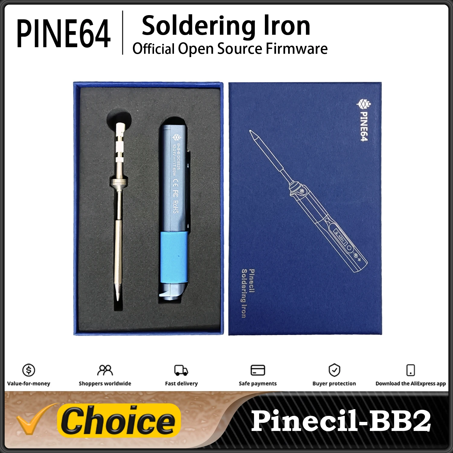 Pine64 Pinecil BB2 V1 CN saldatore intelligente strumenti di saldatura portatili Type-C DC5525 stazione di saldatura digitale a temperatura