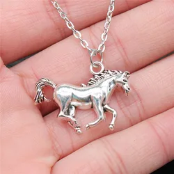 Dropshipping Antique Silver Color 30x22mm Horse Pendant Necklace For Women