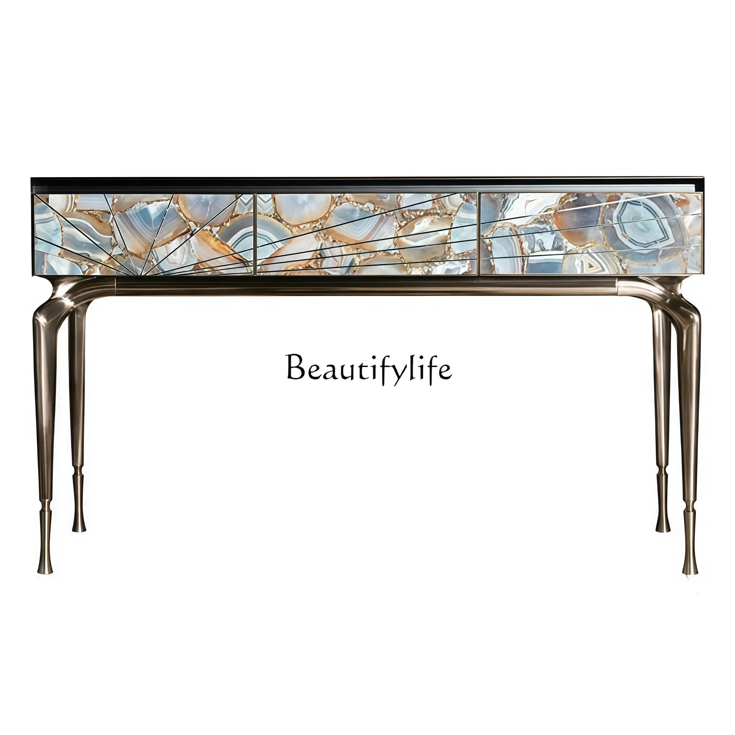 

ld 14 Italian light luxury stone entrance table high-end entrance cabinet