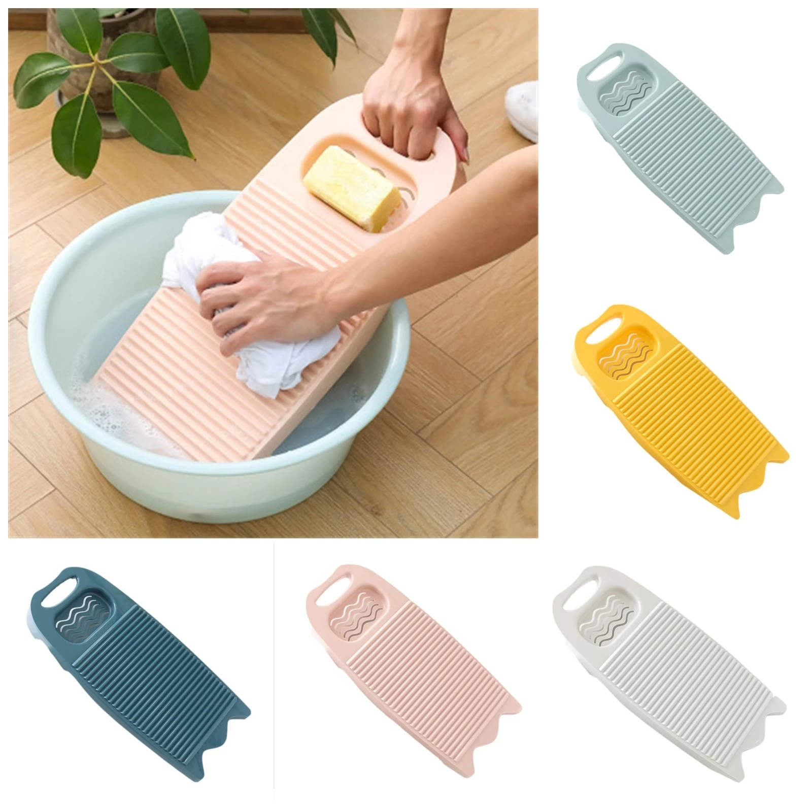 Wash Board Thickened Hand Wash Laundry Boards Dirty Clothes Washboard with Soap Holder Design for Underwear Lingerie Cleaning