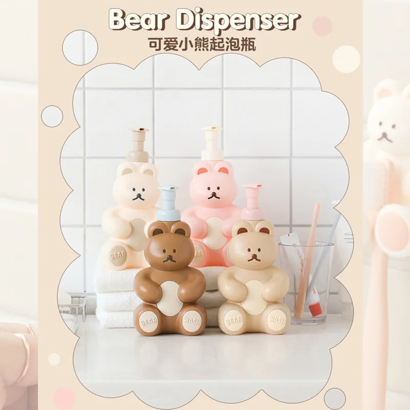 250ml/500ml Cartoon Teddy Bear Hand Lotion Bottle Portable Travel Hand Washing Dispenser Refillable Bathroom Empty Container