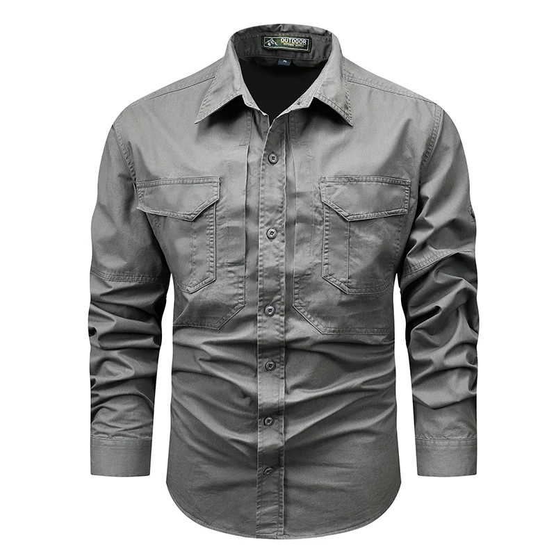 

WYBF Hiking Shirt Men Quick Dry Work Shirts Long Sleeve Tactical Shirts With Pockets Outdoor Fishing Climbing Tops