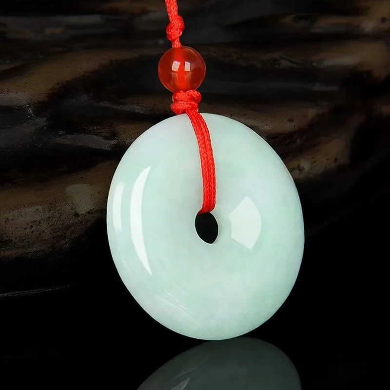 Myanmar Natural Grade A Jadeite Peace Buckle , Waxy , Men's and Women's Couple's Style, Baby Jade Pendant, Stone Neck