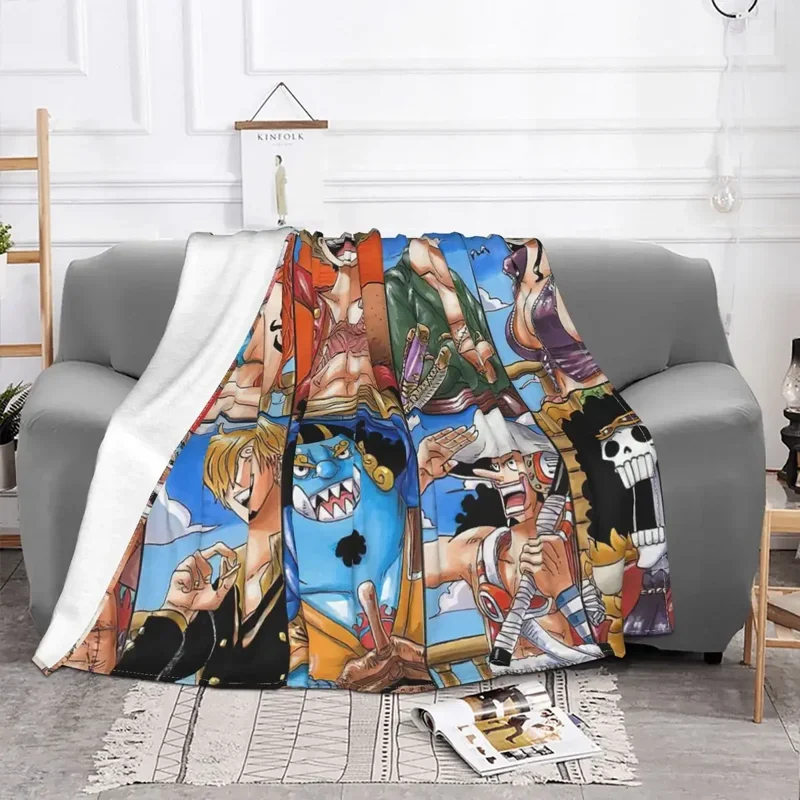 Japanese Anime Collage Knitted Blankets Fleece Japan Manga Lightweight Thin Throw Blankets for Airplane Travel Bedspread