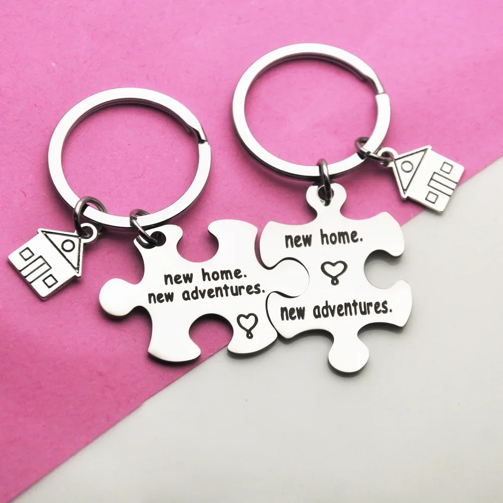 2022 Stainless Steel 2Pcs Our First Home Keychain New Home New Adventure Keychain Housewarming Gift