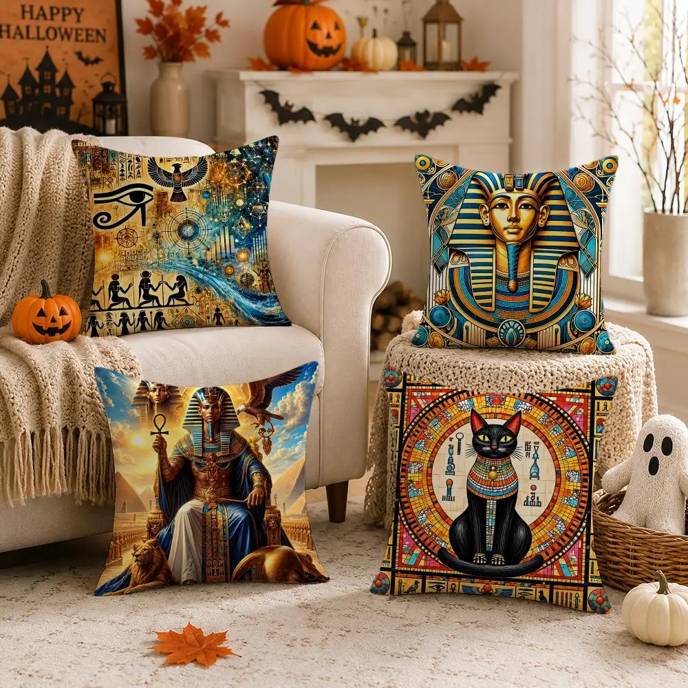 Nile Ancient Treasures Cushion Cover 1/4PCS Short Plush Pillow Cover Set Soft Decorative Cushion Case for Sofa Bed Home Decor