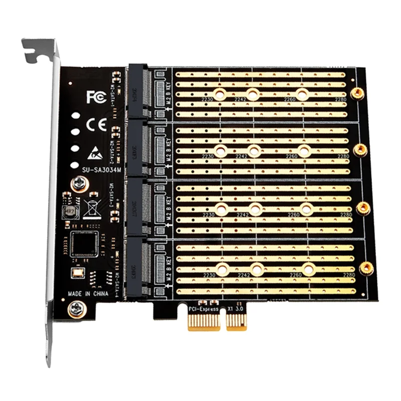 

Адаптер Well Made-SSD Адаптер PCI-E PCI Express X1 4-портовый ключ B M.2 NGFF SATA Плата расширения Riser