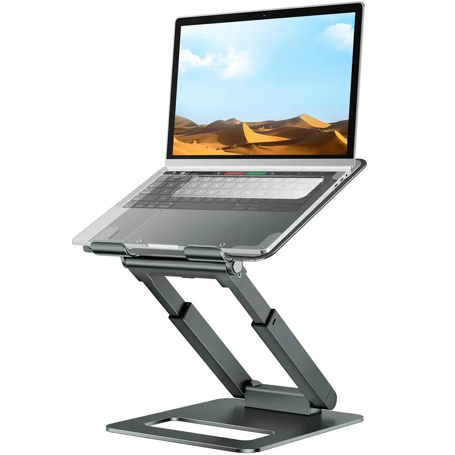 

Laptop Stand for Desk Adjustable Height, Telescopic Computer Stand with Pull Out Design Ergonomic Laptop Riser Fits All Laptops