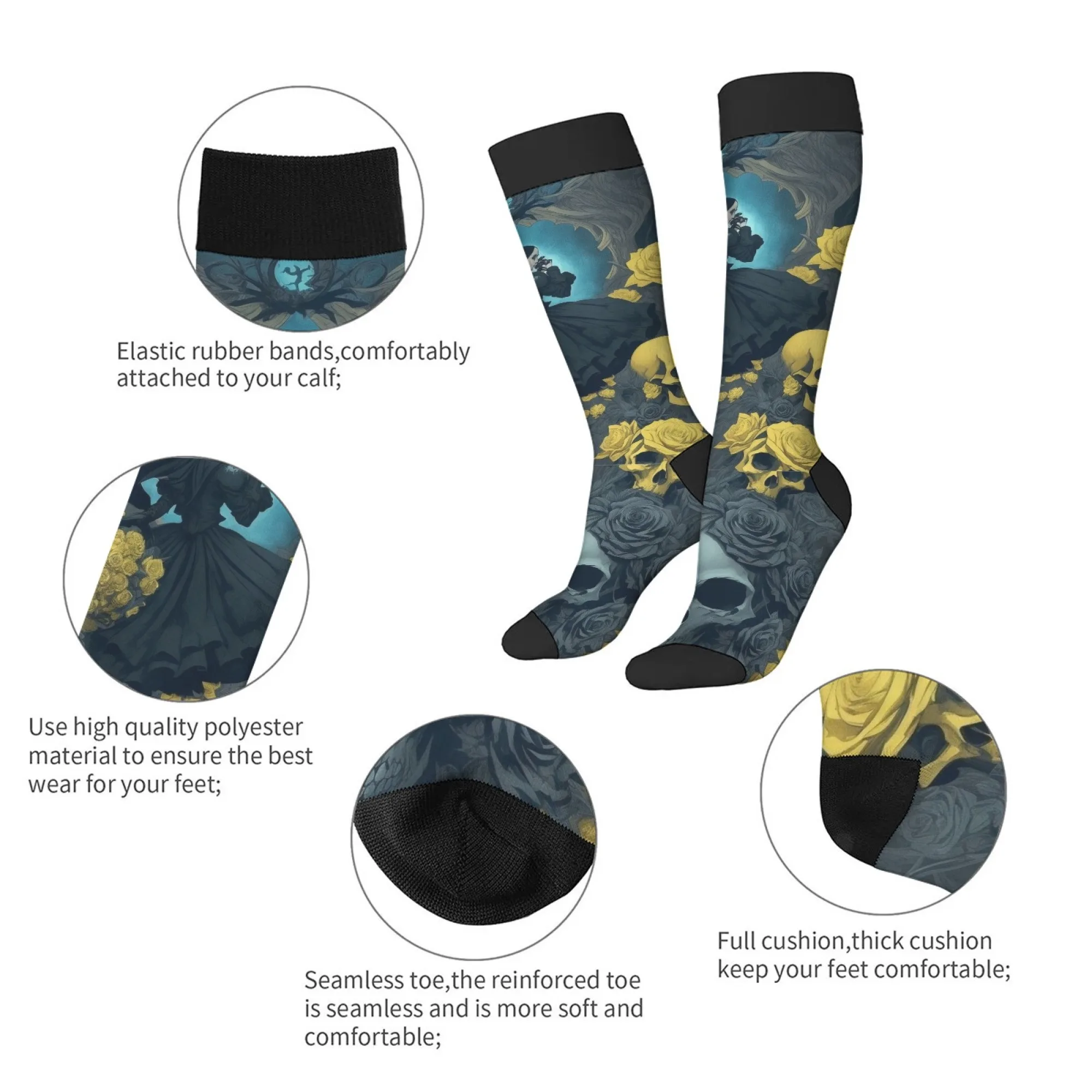 القوطية الرجعية عناصر الجمجمة الجوارب الطويلة الهيب هوب Harajuku سعيد الرجال والنساء الجوارب الجدة مجنون تصميم عادية حفلة هدية