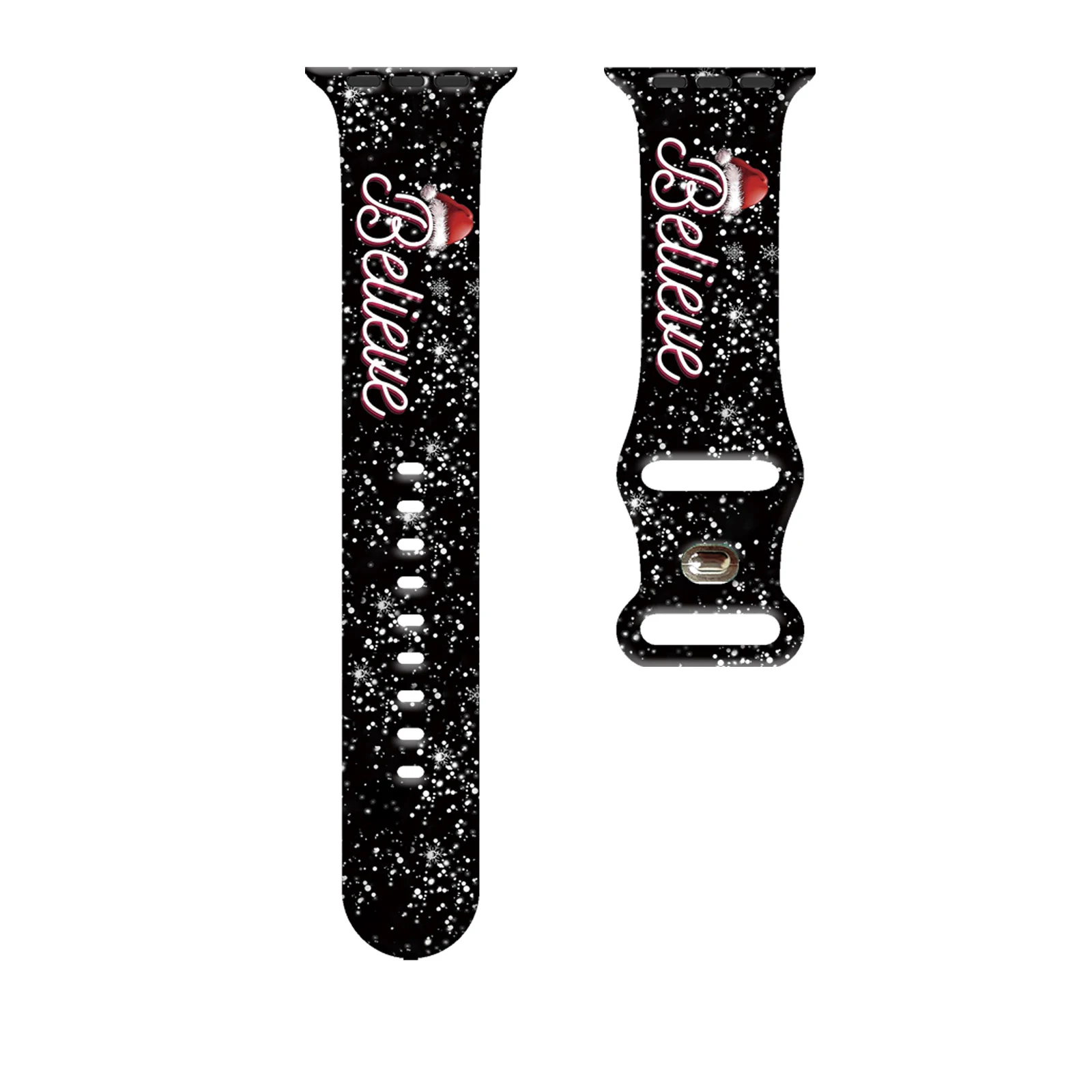 Colorful Christmas Print Series Watchband for Apple Watch 11/10/9/8/SE, Soft Waterproof Replacement Silicone Band 45mm/44mm/42mm