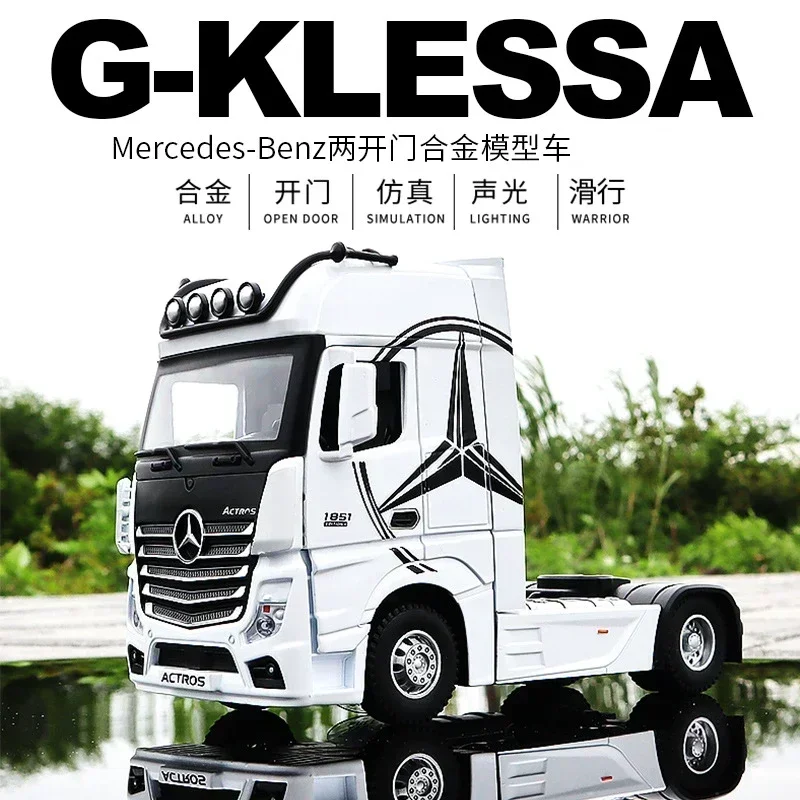 Camión de simulación de mercedes-benz ACTROS, modelo de aleación de Metal fundido a presión, luz de sonido de coche, Colección Pull Back, regalos de juguete para niños, 1:36, A561