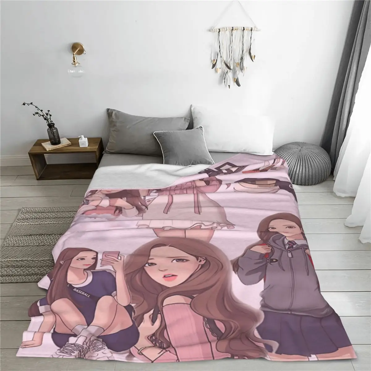 True Beauty Series Wool Blanket Mun Ka-Young Novelty Throw Blanket for Home 125*100cm Bedspread