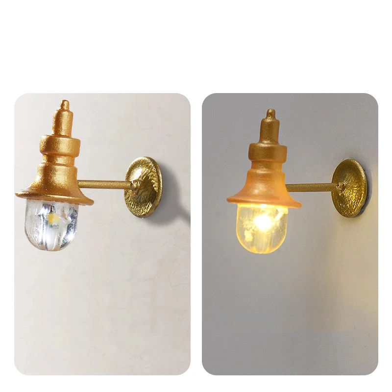 빈티지 미니 LED 램프 시뮬레이션 모델 앤티크 라이트 야드 장식 DIY 인형집 가구 모래 테이블 장난감 액세서리