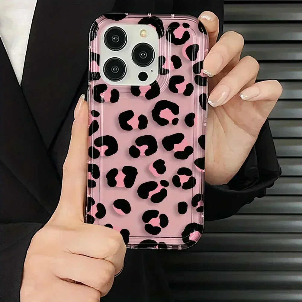 

Leopard Pattern Airbag Protective Case for iPhone 11 13 14 15 Pro 12 Pro XS Max XR X XS 8 7 Plus SE2 Cover