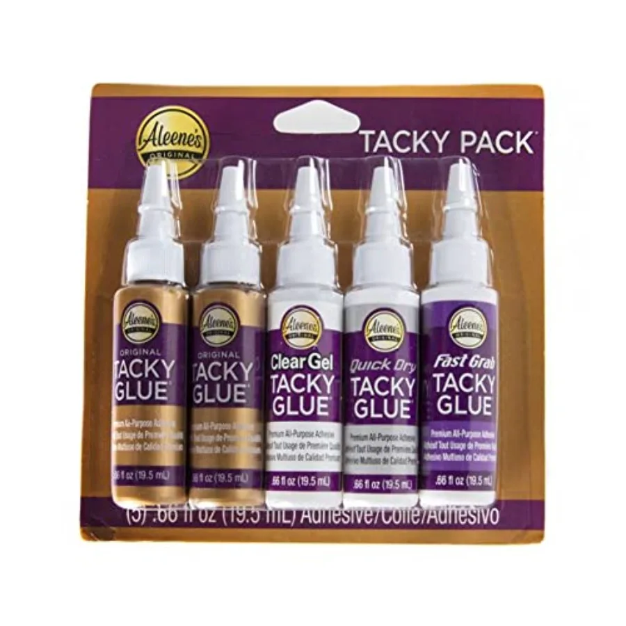 Tacky 5-Piece Trial Pack, All Purpose Glue for Crafts and DIY Projects, Includes Original Tacky Glue, Clear Gel, Quick Dry, and