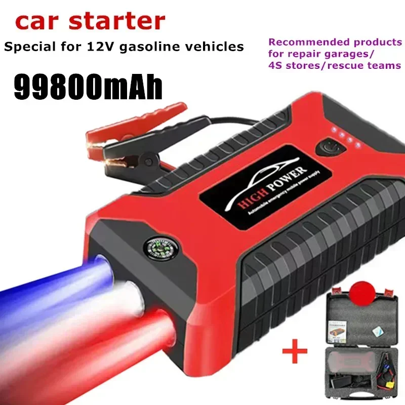 Efusi catu daya Bank daya Starter lompatan mobil 12V alat Starter baterai mobil portabel lampu mulai darurat otomatis