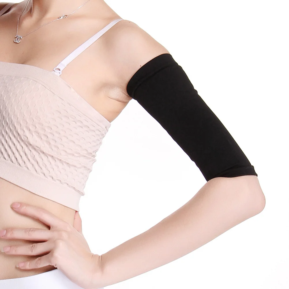 1 paar elastische compressie armmouwen afslanken verbeteren shaper mouw beschermende bovenarmen shaper mouw voor fitness (zwart)