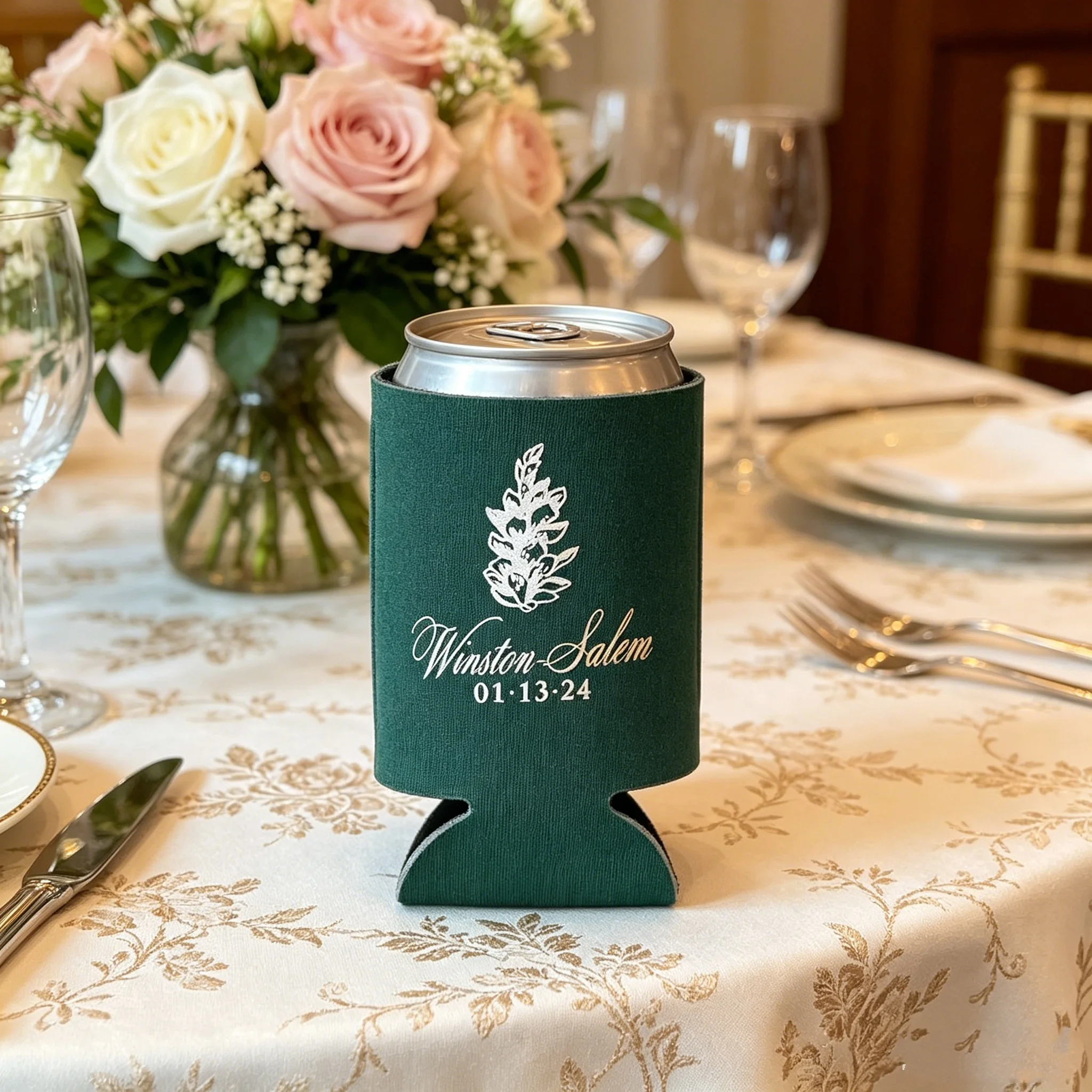 10/20/30 unidades de enfriadores de latas personalizados con diseño de piña, recuerdos de boda, enfriador de latas personalizable con nombre y fecha, enfriador de latas Koozie para bodas