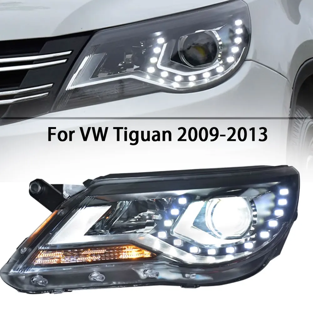 

Светодиодные фары ближнего света для Volkswagen VW Tiguan 2010-2013, передние дневные ходовые огни, сигнал поворота, двойная линза, Ксеноновые фары в сборе