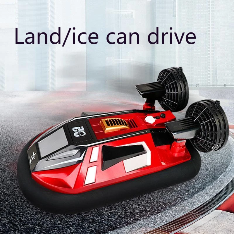 2.4G Remote Control Boat Amphibious Hovercraft Simulation High-speed Speedboat Warship Waterproof Electric Toy Birthday Gift