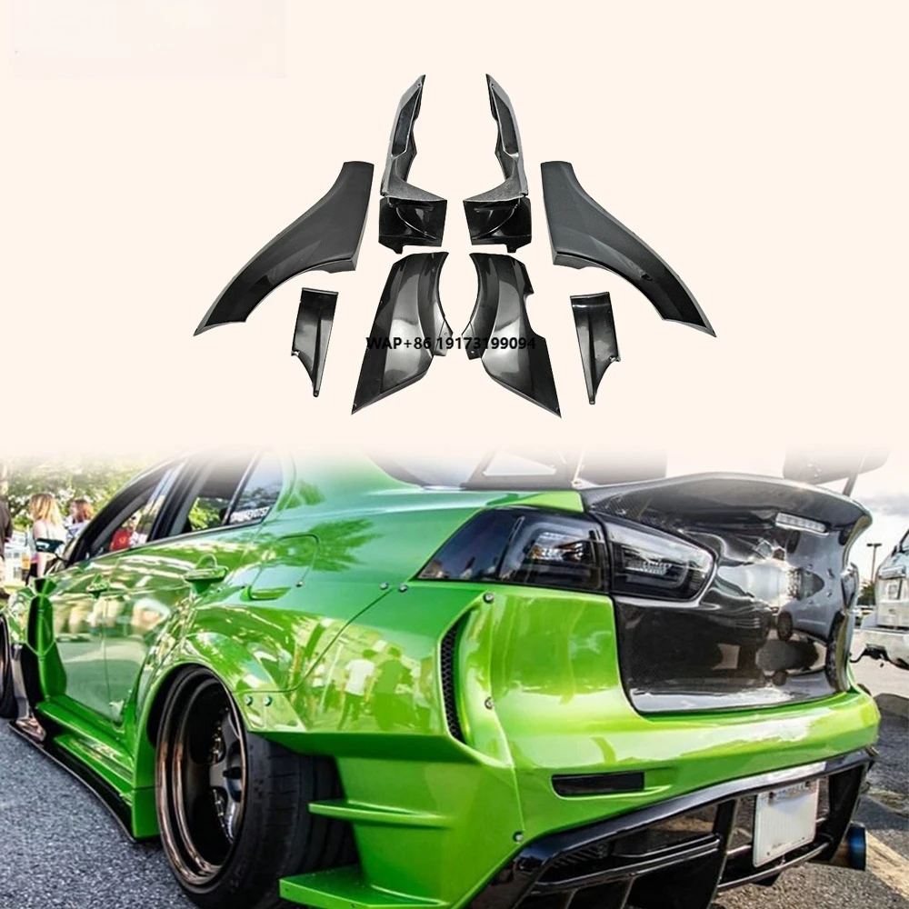 For EVO 10 X CZ4A 07-16 VR Fiberglass Wide Rear Bumper Fender Kit 8pc