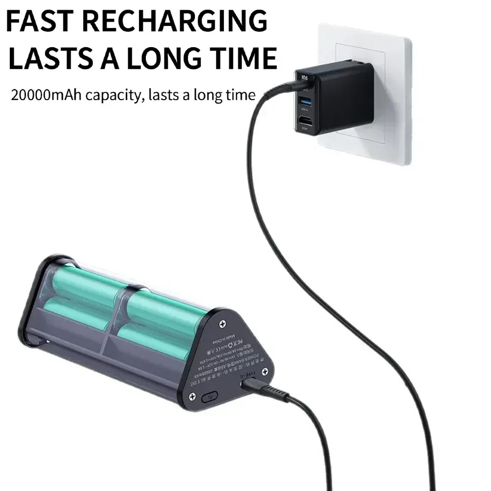 KEBIDUMEI 6*18650 Transparent Power Bank Case 22.5W Fast Charging Powerbank Case LED USB Type C Port Battery Storage Box
