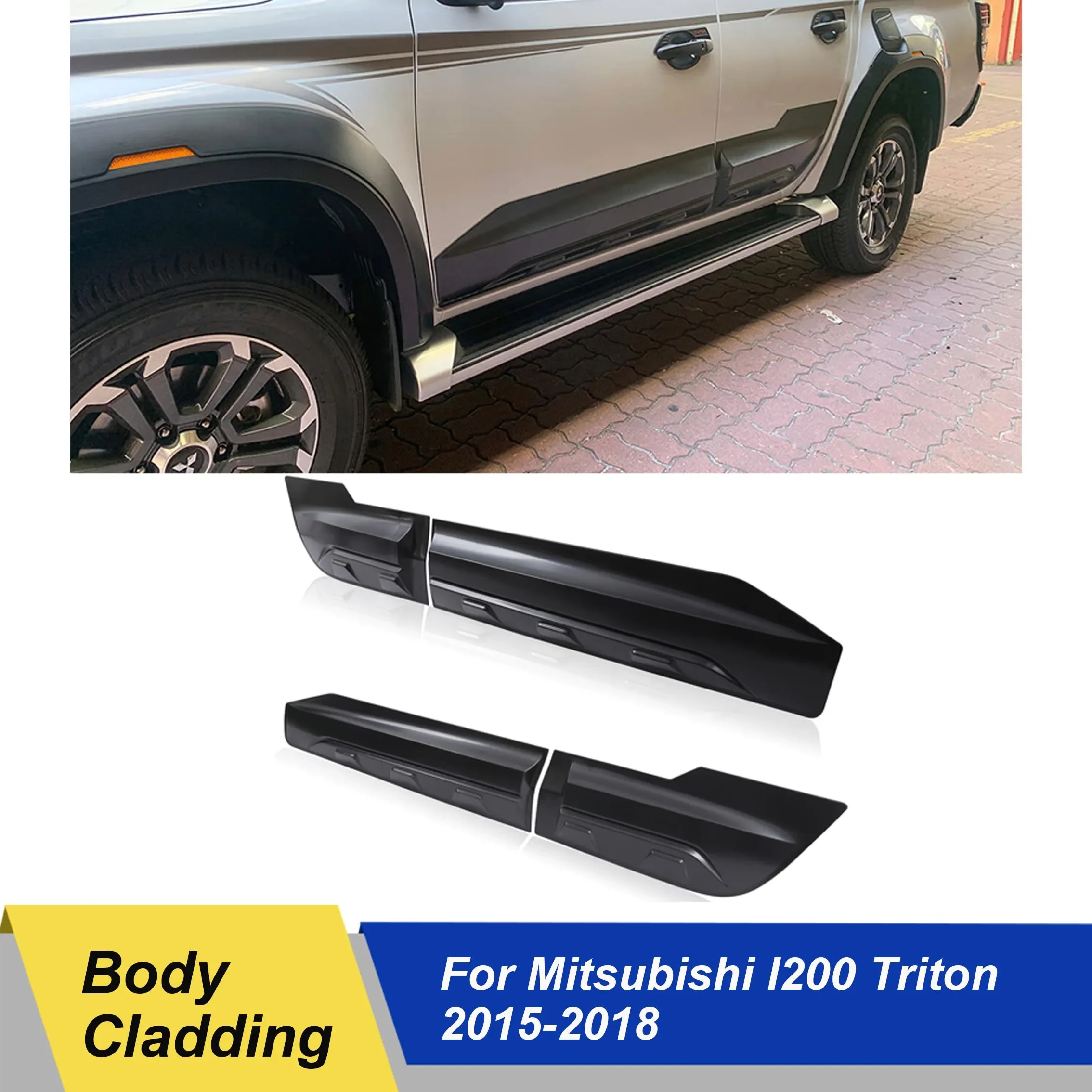 

Body Cladding Side Molding Guard for Mitsubishi Triton L200 2015 2016 2017 2018 Matte Black Double Cabin Car Accessories