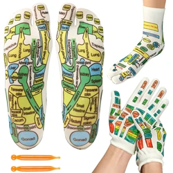 Calcetines de reflexología, guantes, masaje de manos y pies, terapia relajante calmante, alivio del dolor, mejora la circulación, salud, cuidado Personal de los pies