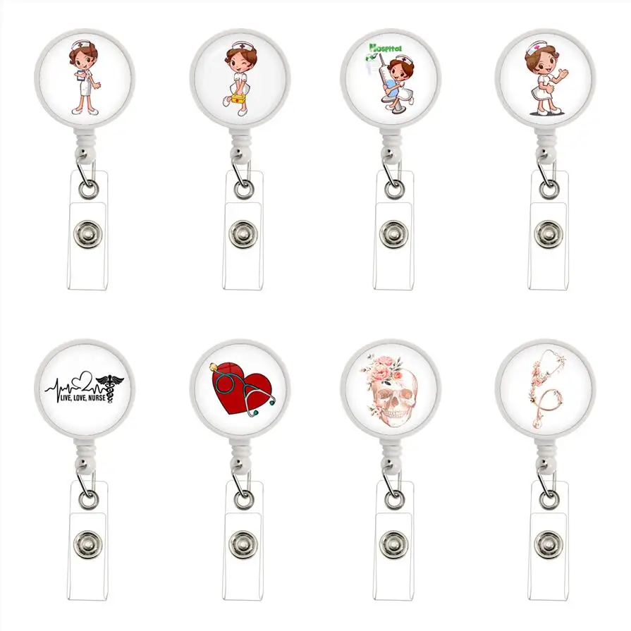 High Quality Retractable Badge Reel Medical Worker Work Card Clip Doctor Nurse ID Name Card Display Tag Staff Card Badge Holder