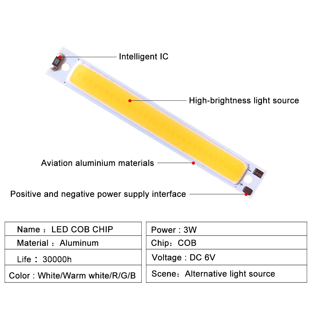 CHIP LED COB 6V Smart IC Non è necessario driver Lampada a LED Sorgente luminosa per faretto per luce di inondazione Illuminazione fai-da-te Sostituisci la sorgente luminosa