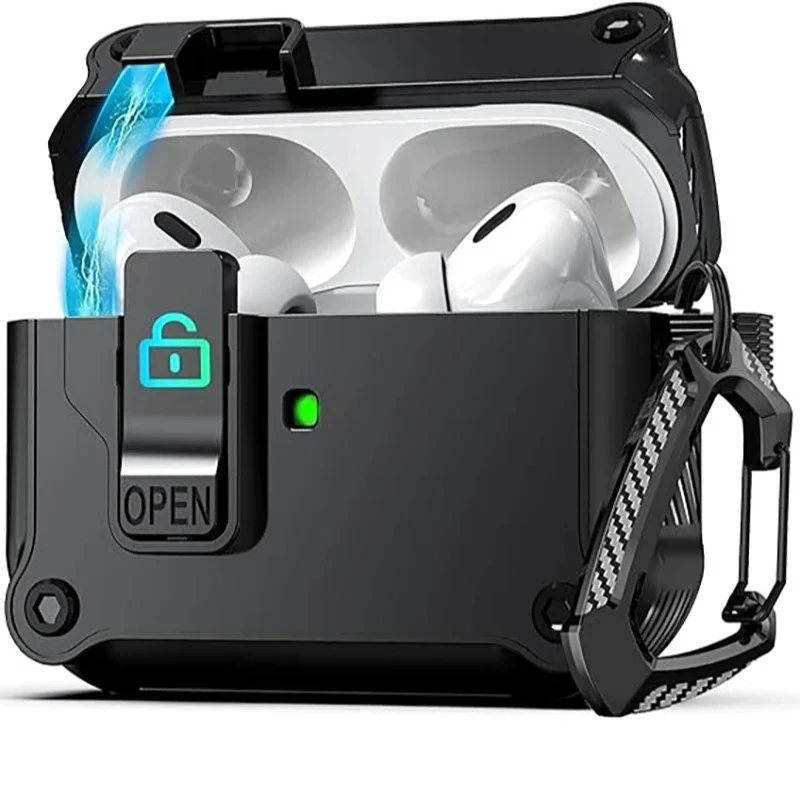 

For Apple AirPods Pro 3rd Generation 2025 Case Lock Shockproof Protective Sleeve Wireless Headphones Charging Cases with Hook