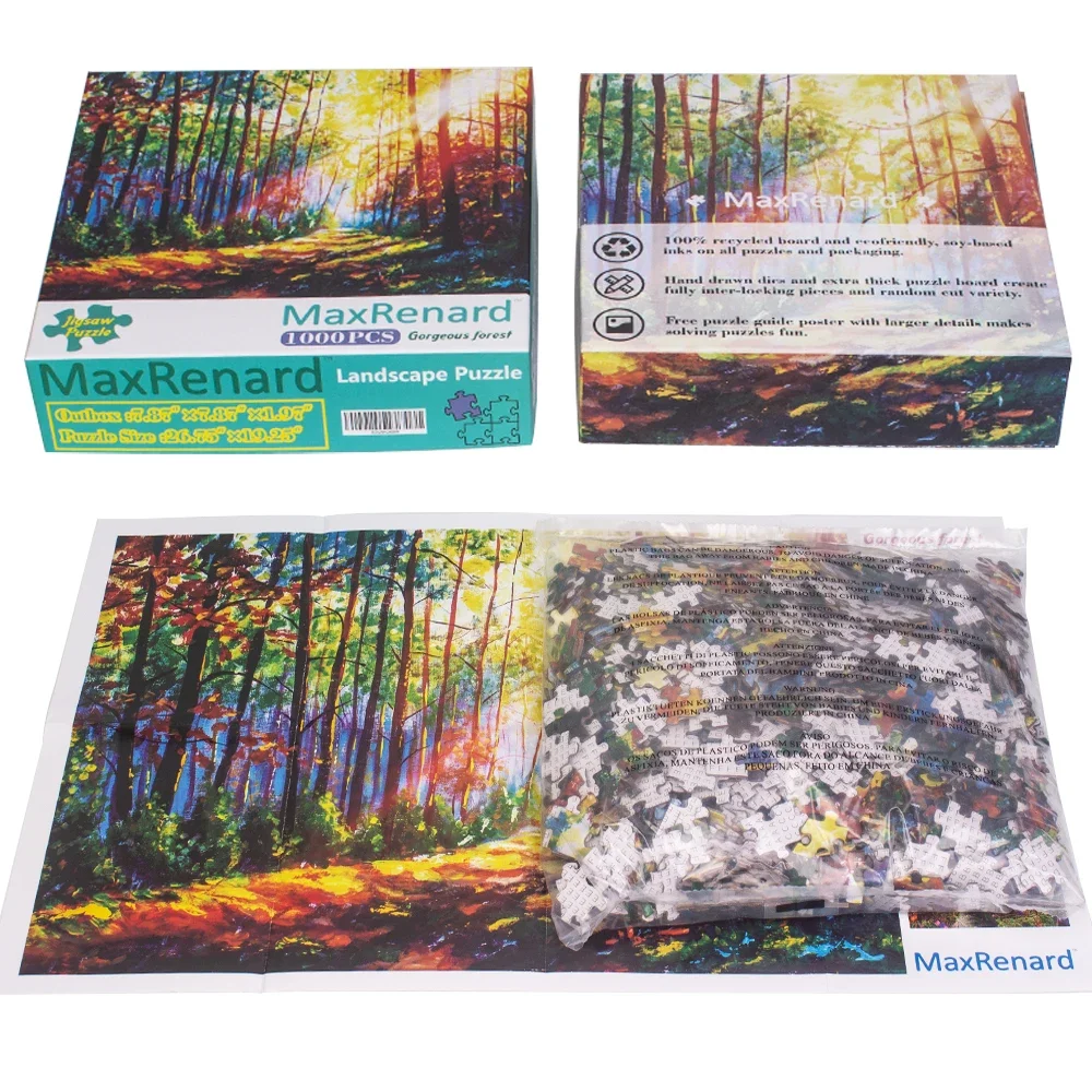 MaxRenard Jigsaw Puzzle 1000 Pieces for Adults Beautiful Scenery Gorgeous Forest Home Wall Decoration Family Game