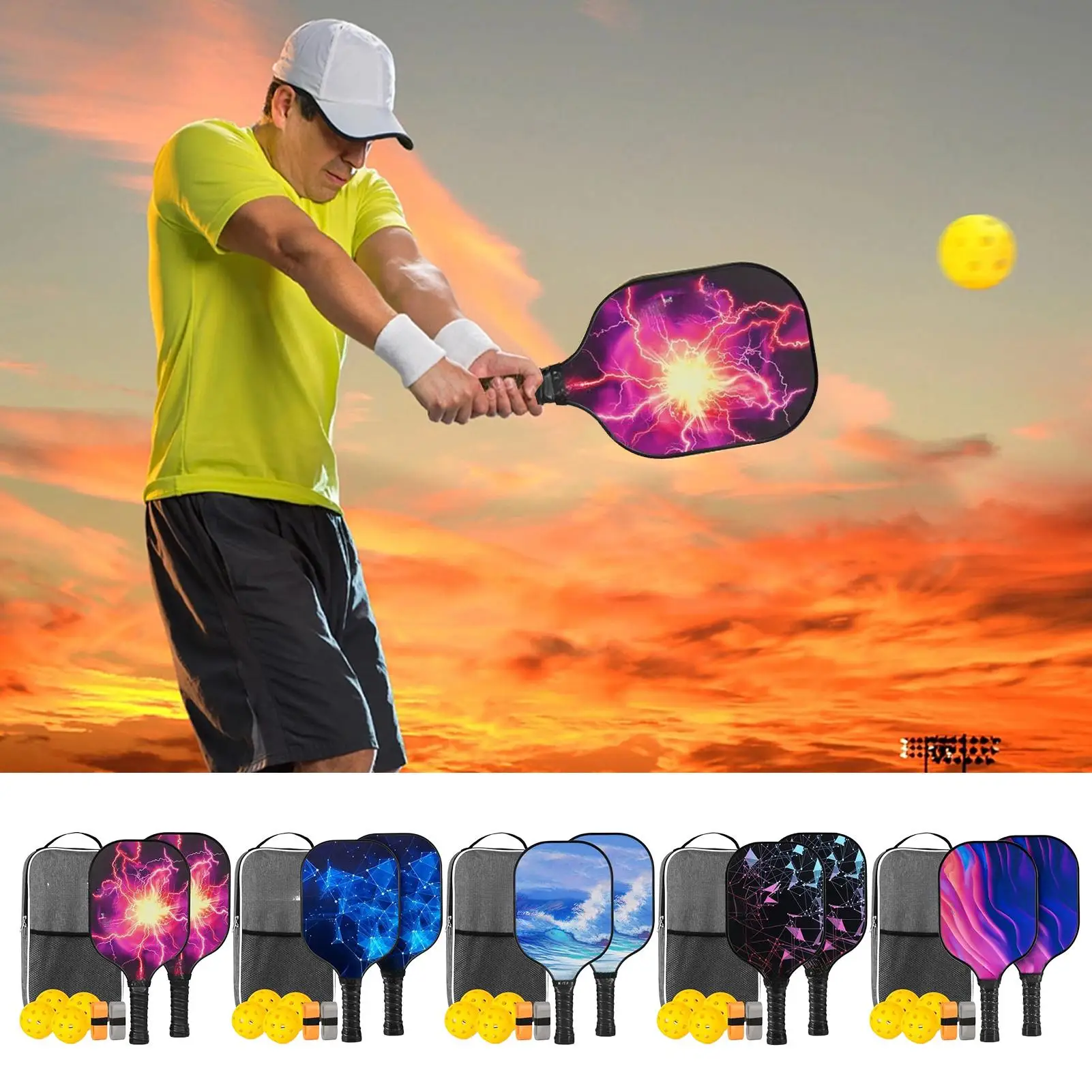 Pickleball Paddle Set Table Tennis Paddle Fiberglass Professional Ergonomic Lightweight Sports Accessories For Indoor Boy Home