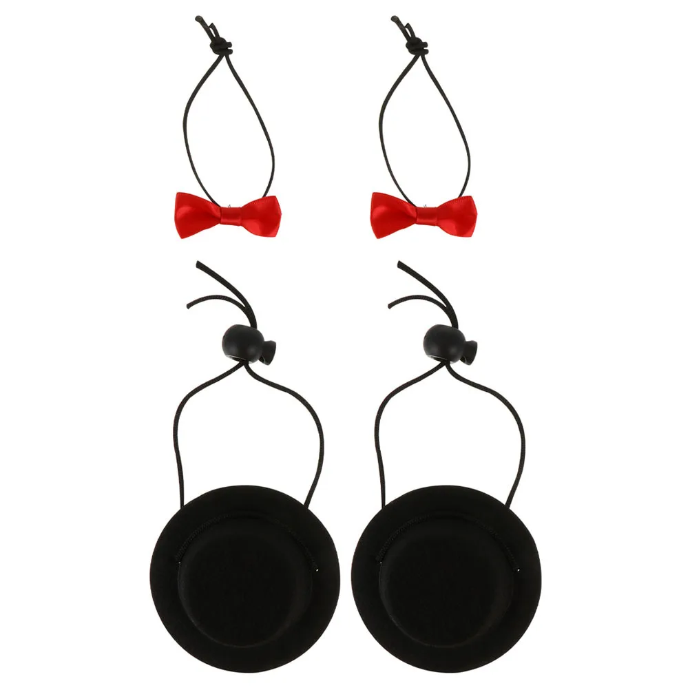 

2 set Pet Hat Bow Tie Set Small Animal Costume Decor For Hamster Chinchilla Bunny Hedgehog Rabbit Holiday Party Outfit