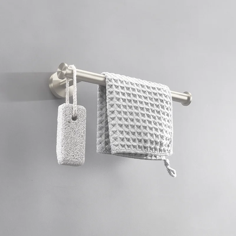 Brushed Nickel Black Towel Rack Wall Mounted Stainless Steel Holder Hanger with Nails Rustproofed Bathroom Hardware Towel Rails