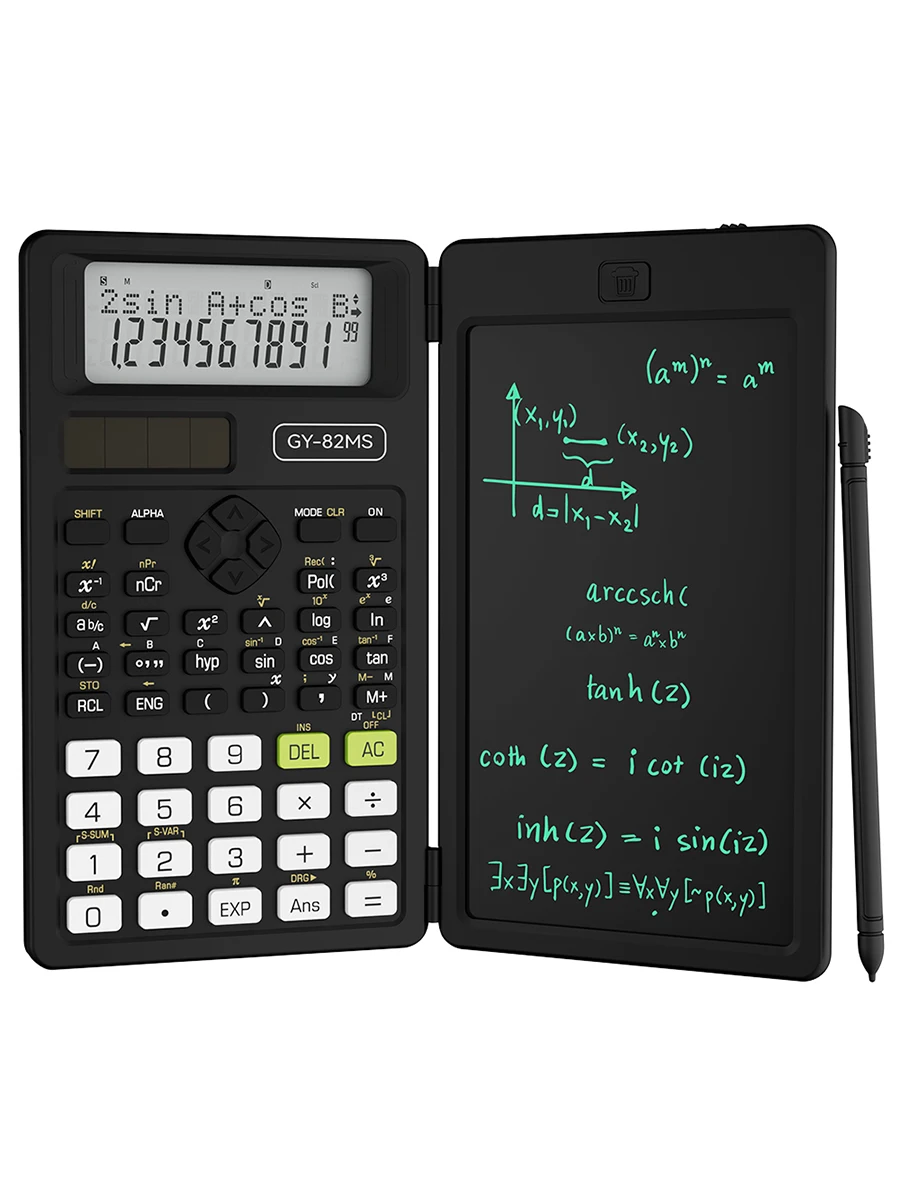 2-in-1 opvouwbare wetenschappelijke rekenmachine en 6 inch schrijftablet 82MS 240 functies LCD-scherm voor studentenleraar
