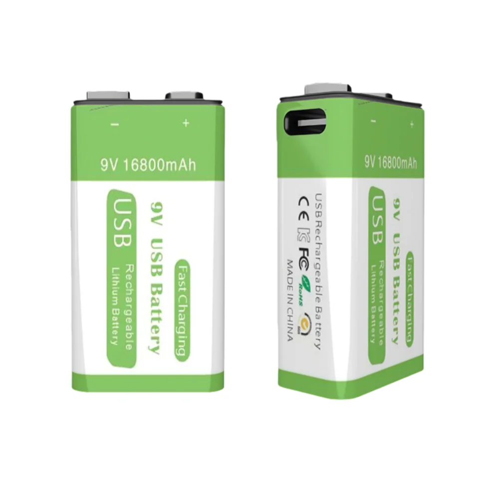 USB 9V Rechargeable Li-ion Battery 16800mAh High Capacity for Multimeter, Microphone, Toy, Remote Control, KTV System